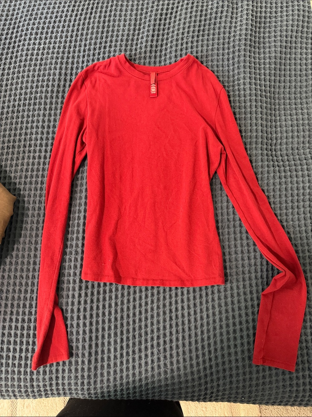 SKIMS Red Long Sleeve Crewneck Top